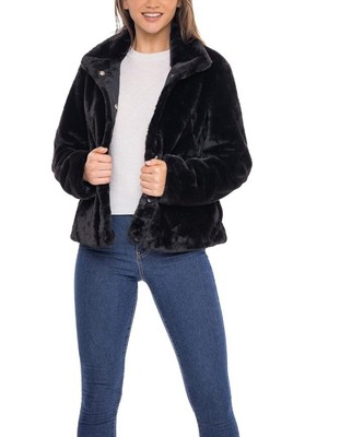 Sebby S.E.B Women's Faux Fur Jacket, Cute Fluffy / Fuzzy Coat Reversible XL New