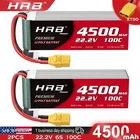 2x HRB 6S 22.2V 4500mAh LiPo Battery XT90 for RC Helicopter Airplane Truck Car