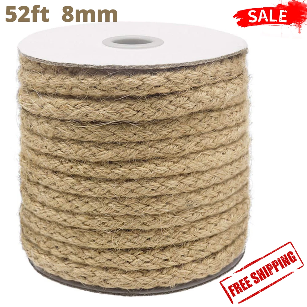 8mm Jute Rope Natural Braided Jute Macrame Cord for Garden Gifts DIY Crafts  52Ft