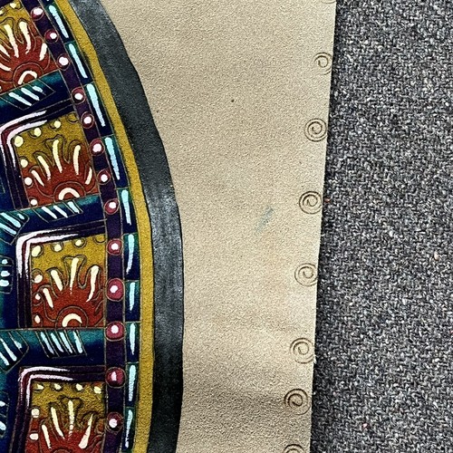 Aztec Calendar Hand painted Suede Leather 27 Inches Vintage Calendario Azteca - Picture 9 of 9