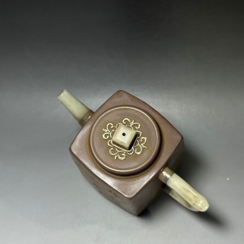 Chinesische Yixing Zisha Ton Handarbeit Exquisite Teekanne (高四方 底款:杨鹏年) - Bild 6 von 9