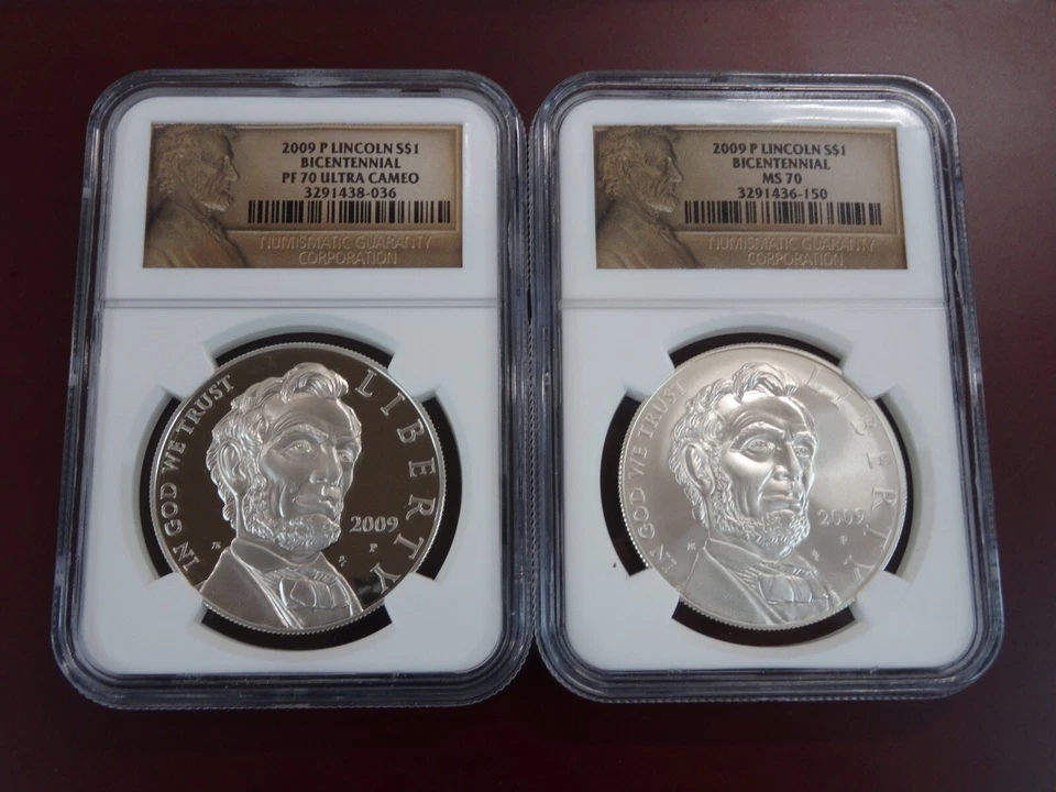 2009-P Lincoln Silver Dollar NGC PF MS 70 US Mint Commemorative $1 Wood Box - Image 2 of 3