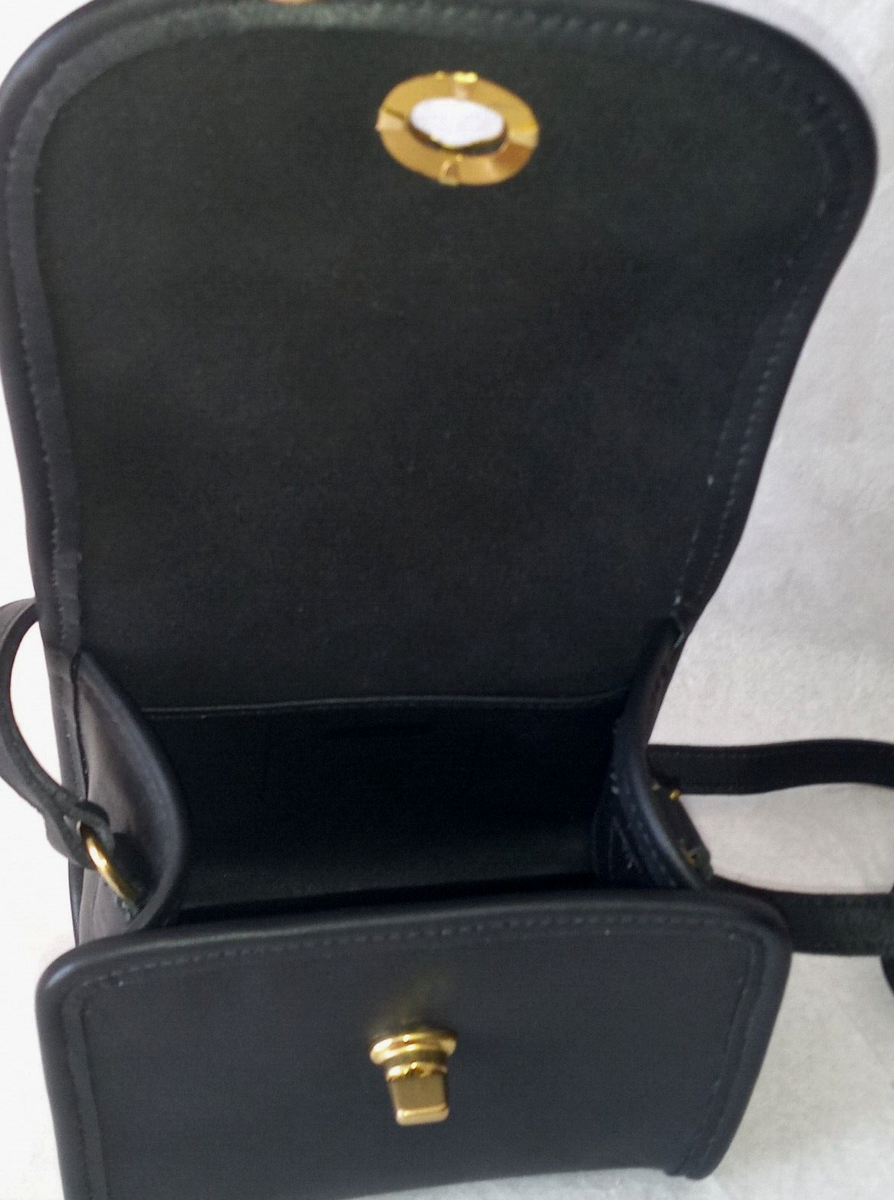 VTG COACH EMMIE FLAP BLACK LEATHER SHOULDER CROSSBODY BAG #9018 | eBay