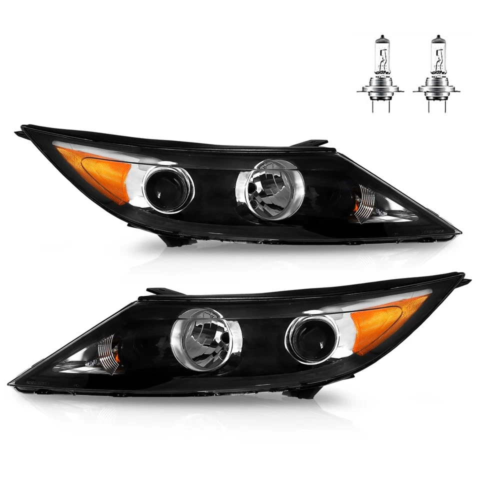 2PCS Headlights For 2011 2012 Kia Sportage Black Housing Halogen Headlamp LH+RH Foto 2 de 4