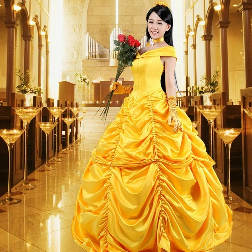 Adult Belle Cosplay Costume Beauty and The Beast Princess Ball Gown Fancy Dress - Picture 5 of 14