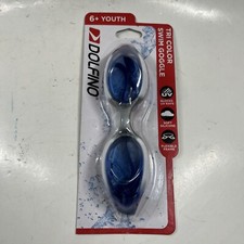 NEW Dolfino Youth Challenger Blue and White Swimming Sport Swim Goggles Age 6 