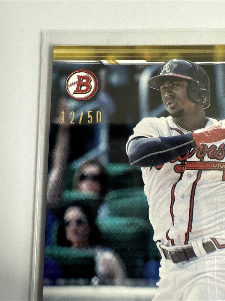 2019 Bowman Gold # 12 /50 Ozzie Albies Card no. 96 Atlanta Braves - Image 2 of 3