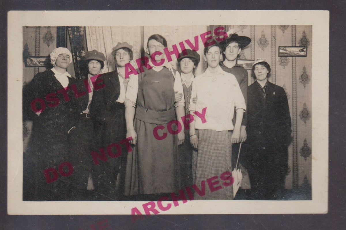 Nelson BC RPPC 1915 HALLOWEEN PARTY Cross-Dressing DRAG Lesbian Gay  Interest | eBay