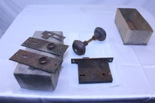 Vintage Mortise Lock Set No Key Needs Restoration Collectible 
