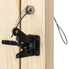 Self Locking Gate Latch with Spring Cable Pull for Wooden Fence Heavy Duty