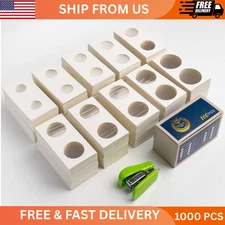 1000pc Coin Flips 10 Assorted Sizes Holders Colletors Supplies Cardboard 2"X2"in