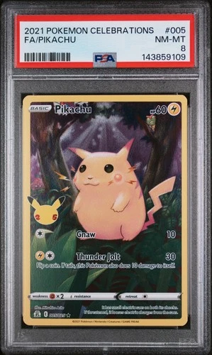 2021 POKEMON CELEBRATIONS #005 FULL ART/PIKACHU PSA 8