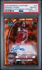 2024 BOWMAN UNIVERSITY CHROME SAPPHIRE #23 EMANUEL SHARP 11/25 PSA 10