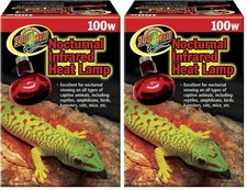 Zoo Med Nocturnal Infrared Heat Lamp 100W (2-Pack) Reptile Heat Source