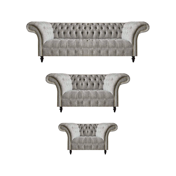 Komplett Sofa Set 3Tlg Chesterfield SitzmöBel Textil Stoff Sessel Wohnzimmer-image