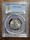 Gently Toned 1932 Washington Silver Quarter 25c PCGS MS62 - Fresh New Slab