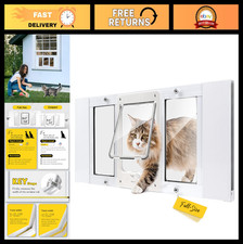 Adjustable Full-Size Window Pet Door for Cats  Small Dogs, Easy Install, Weathe