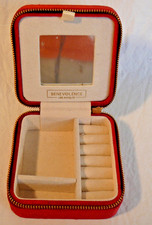 Benevolence LA Plush Travel Mini Jewelry Box Case Organizer Red Velvet Gold Zip