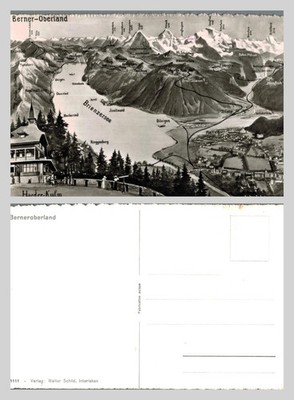 Alte Postkarte - Berner-Oberland Brienzersee Schweiz Panoramakarte UNPOSTE