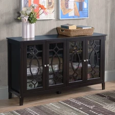 Vintage Sideboard Accent Cabinet Kitchen Buffet Storage with Glass Doors