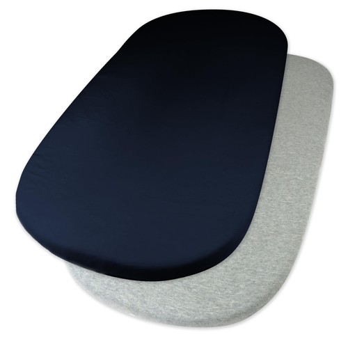 2-Pack Organic Cotton Fitted Bassinet Sheet, Dark Navy, Size
