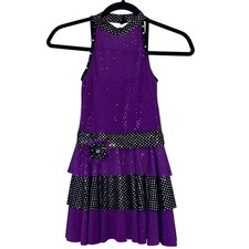 Revolution Dance Costume CM Purple Sequin Jazz Tap Dress Competition Costume