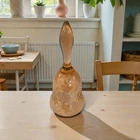 Vintage Fenton Hand Painted Diamond Optic Pink Glass Bell Signed 6.26"