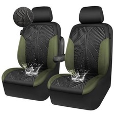 Waterproof Car Seat Covers Front Seats Covers Two Front Black and Green