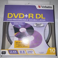 Verbatim 8.5 GB 2.4X Double Layer Recordable Disc DVD+R DL 10-Disc Pack MPN95166