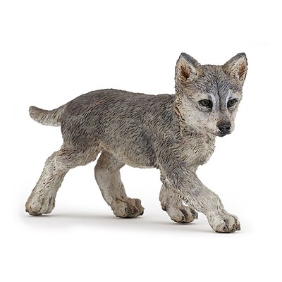 PAPO Wild Animal Kingdom Wolf Cub Toy Figure, Grey (50162)