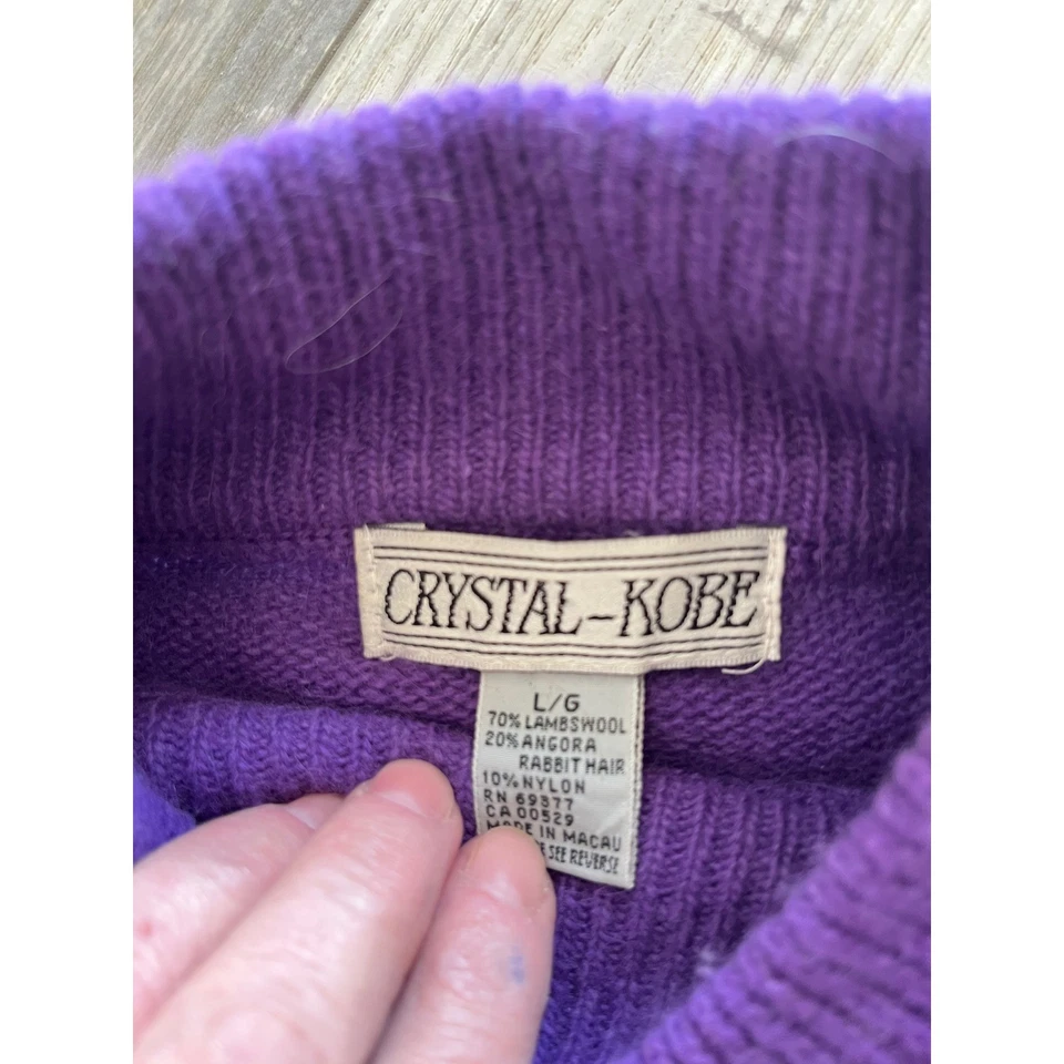 Suéter Cristal Kobe Púrpura Tejido con Cable Cuello Simulado Angora Conejo Mezcla de Cabello L G Foto 2 de 4