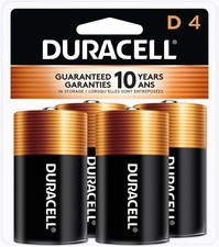 Duracell Coppertop D Batteries, 4 Count (Pack of 1), D Battery with Long-lasting