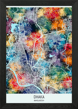 Dhaka Bangladesh Map Framed Wall Art Poster Canvas Print Picture