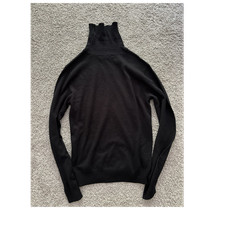 Black Solid Knit Turtleneck Pullover Sweater Unisex Adults Size S Long Sleeve
