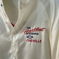 Vintage Satin Bomber-Style Jacket Sz L "The Heartbeat of America Chevelle" U.S.A