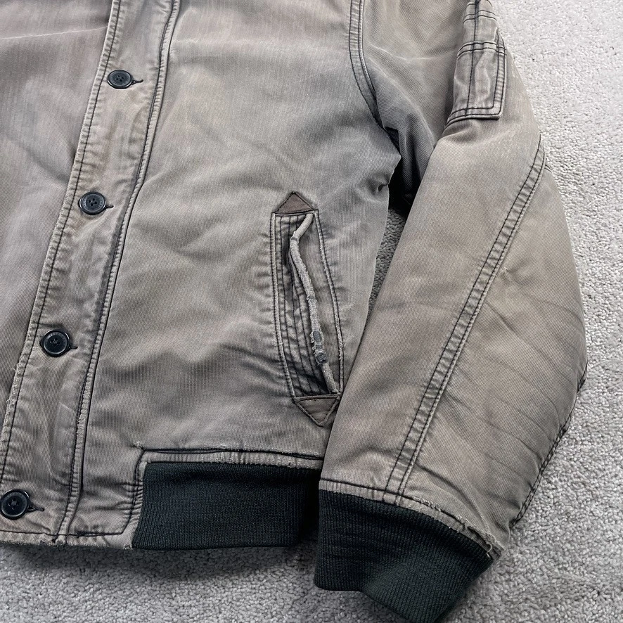 Chaqueta Abercrombie Fitch Para Hombre Grande Marrón Harrison Piel Sintética Forrada Bombardero Desteñida Foto 2 de 4