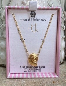 Authentic House Of Harlow 1960 14k Gold Plated Seashell Necklace 17"+3"