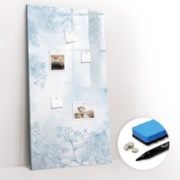 Glas Magnettafel Beschreibbar Mit Marker Schwamm Magneten Blumenskizze 60X120 Cm