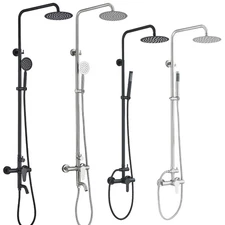 Wall Mount 8'' Rainfall Shower Head Combo Set Outdoor Shower Faucet System Mixer