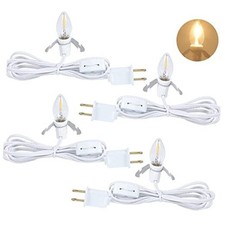 Set of 4 Accessory Light Cord with Single LED Bulb, 6FT Blow Mold White 4 Packs
