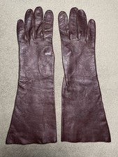 Vintage Women s Brown 12 Long Kidskin Leather Gloves, Size 7, Unlined