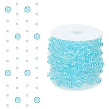 98Ft Artificial Pearl String Faux Pearl Beads Vases Filler Iridescent Light Blue