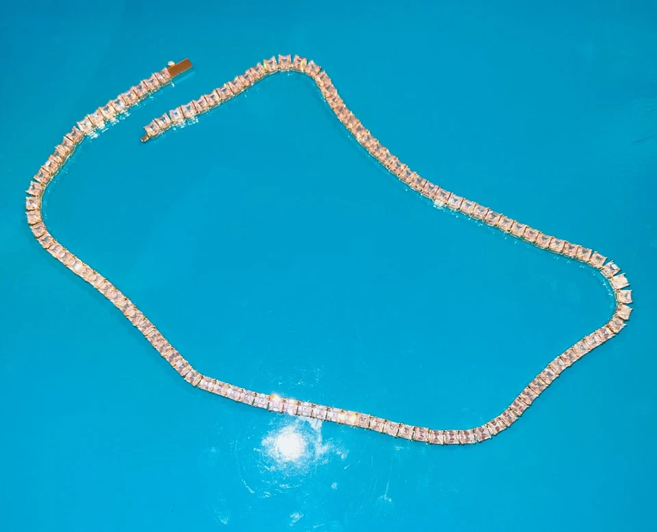 Collar tenis reina melinda maria 24 pulgadas - oro/diamantes - bloqueo push Foto 3 de 4