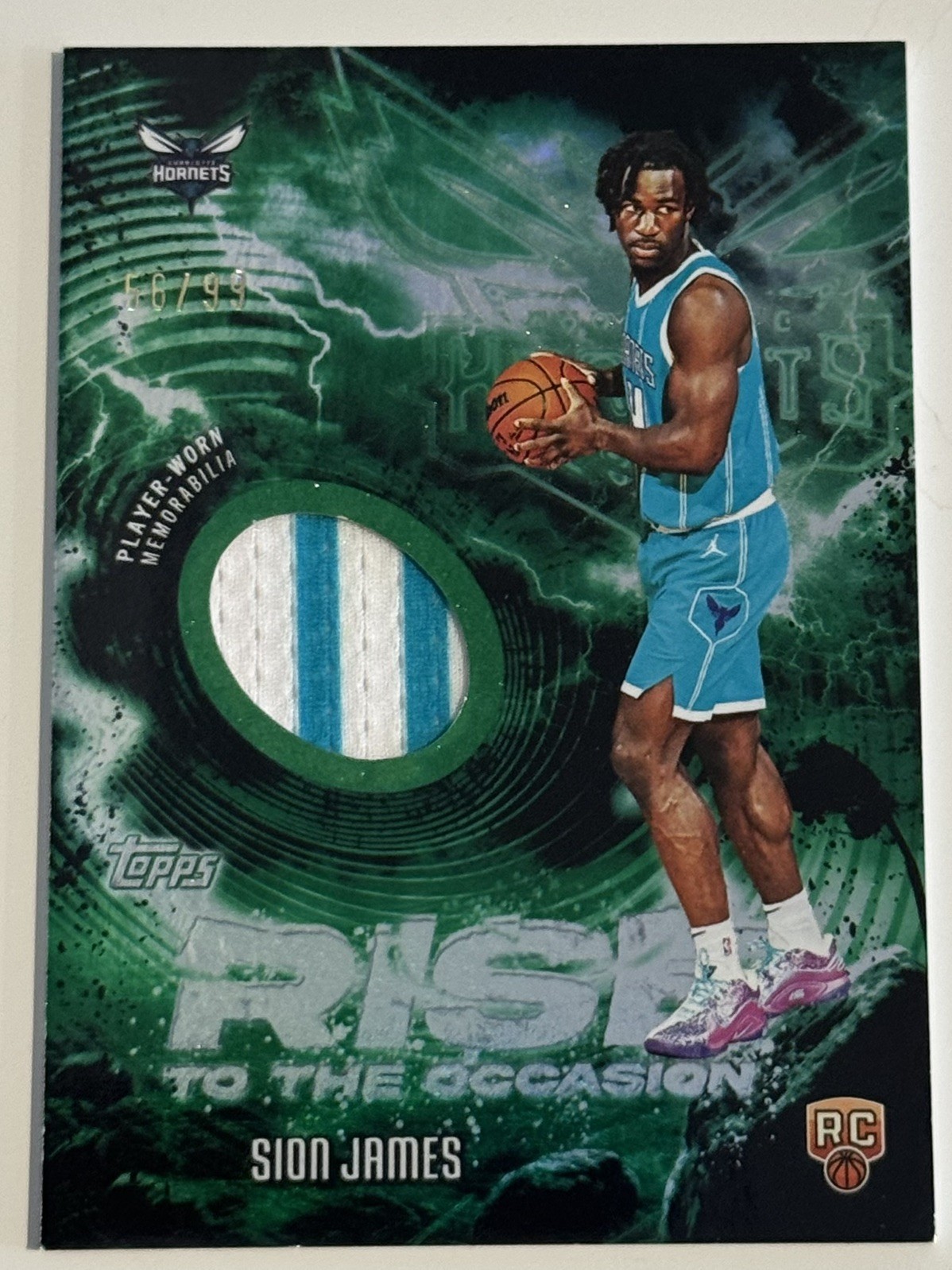 2025-26 Topps Basketball Sion James Rise to the Occasion Relic GREEN /99 RTO-SJ