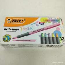 Bic 36466 Brite Liner Grip Pastel Highlighter Set 12 Ct Assorted Colors