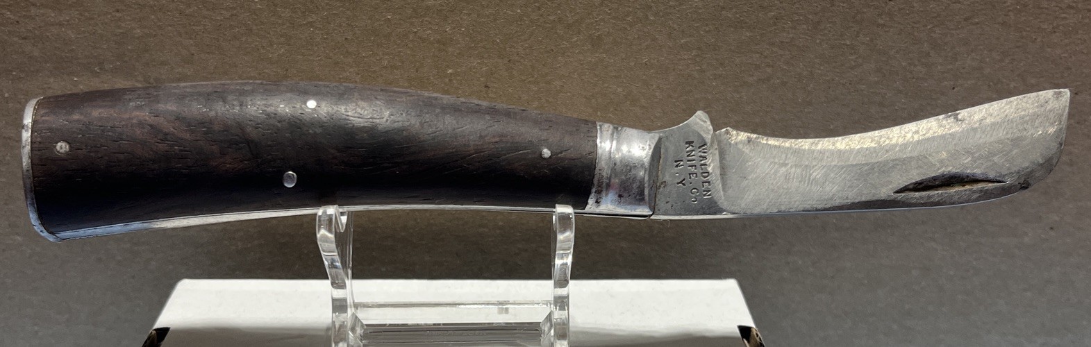 Vintage 1870-1923 Walden Knife Co NY Knife Hawkbill Blade Walnut Handle