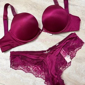 Victoria's Secret Bombshell 2 cups Push Up Bra Set shine panties Fresh Jam 94O6