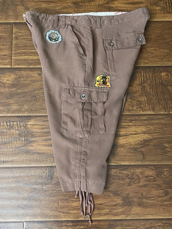Pantalones Cortos de Carga Da-Nang Excedente Indo-China Para Mujer Y2K Bordados Marrón Talla M Foto 3 de 4