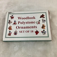 Miniature Woodlook Polystone Ornaments Set of 18 GiftCo Inc Tie-On