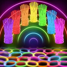 100 Ultra Bright Glow Sticks Bracelets And Necklaces - Premium Glow In The Dark 